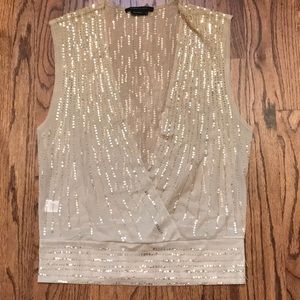 BCBG Maxazria Gold sequin top
